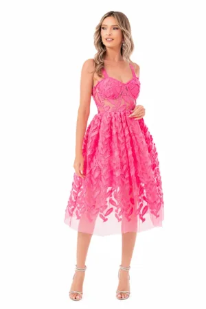 Rochie din tul fara maneci cu broderie