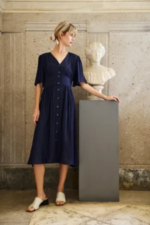 Rochie din vascoza bleumarin