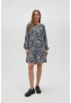 Rochie din vascoza cu imprimeu paisley albastru inchis