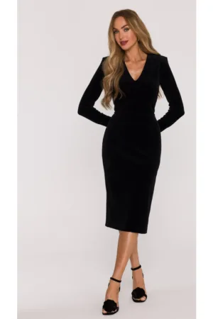 Rochie din velur cu decolteu in V