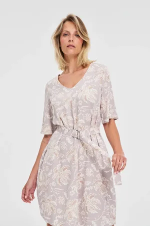 Rochie din viscose roz cu curea