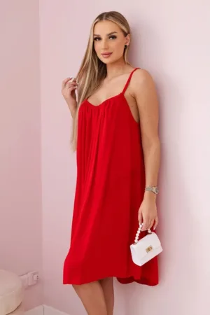 Rochie din viscoza cu bretele inguste -