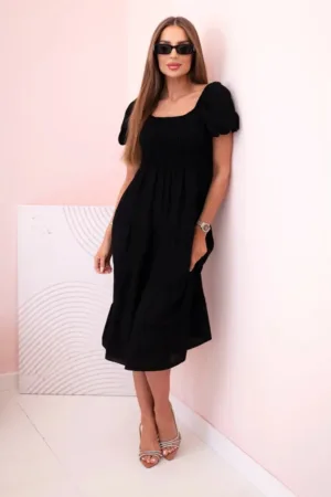 Rochie din viscoza cu maneci bufante -