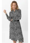 Rochie din viscoza cu model geometric -  G-Licori - maneci lungi