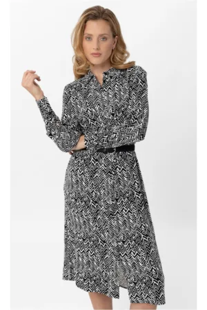 Rochie din viscoza cu model geometric -  G-Licori - maneci lungi