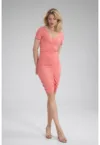 Rochie  drapata cu volane - viscoza - roz -