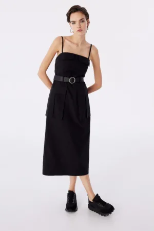 Rochie dreapta cu buzunare cu clapa