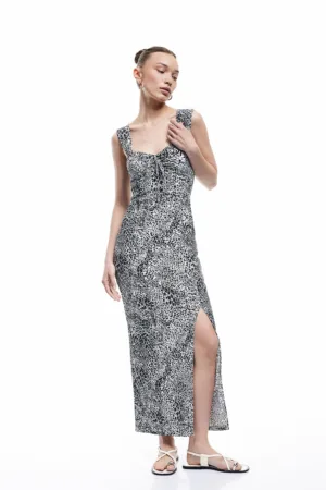 Rochie dreapta cu model animal print