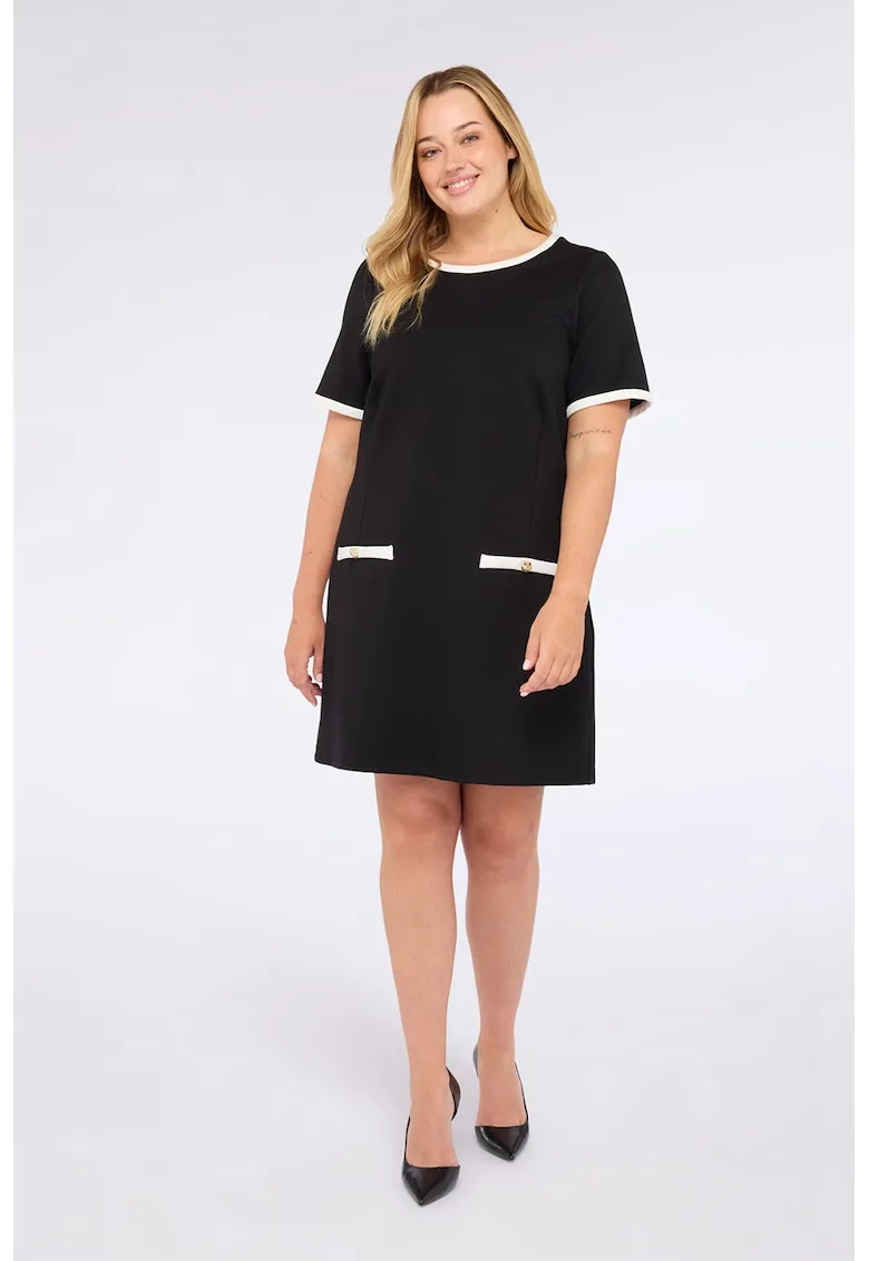 Rochie dreapta cu terminatii contrastante