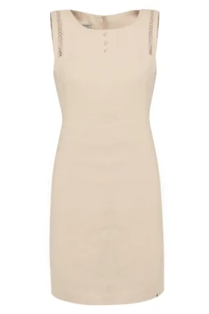 Rochie dreapta de canepa cu nasturi decorativi