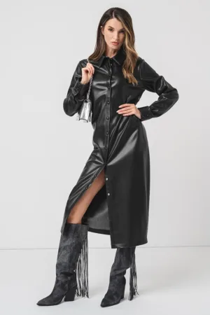 Rochie dreapta de piele ecologica