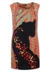 Rochie dreapta din amestec de in - Multicolor