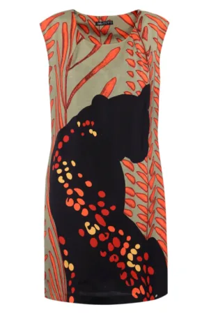 Rochie dreapta din amestec de in - Multicolor