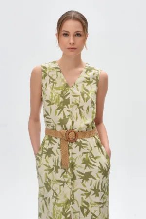 Rochie dreapta din amestec de in cu buzunare laterale