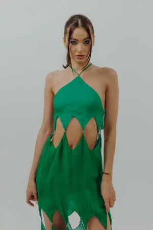 Rochie dreapta maxi de matase cu decupaje