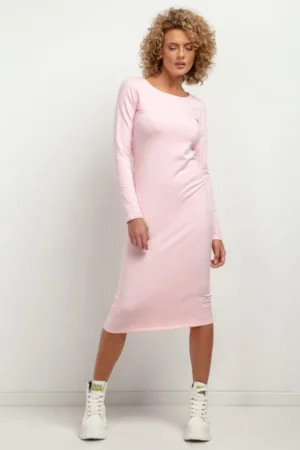 Rochie dreapta uni T377 roz deschis