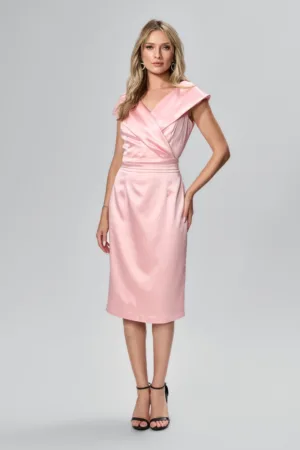 Rochie elaganta din satin cu decolteu in V Auria Rose
