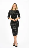 Rochie elegant neagra din catifea cu pliuri si funda pe umar
