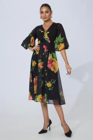 Rochie eleganta Lirene Negru Floral