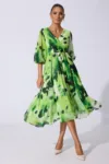 Rochie eleganta Lirene Verde Multi