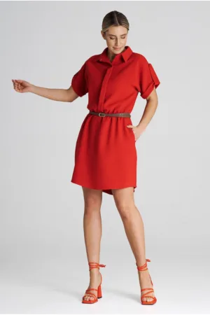 Rochie lejera - curea rosie - poliester