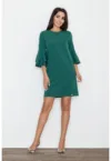 Rochie eleganta  M564 - verde - cu volane - poliester - viscoza -