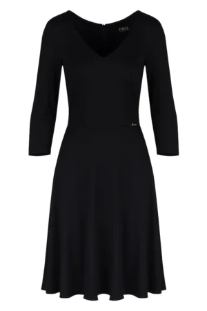 Rochie eleganta M709 - maneci 3/4 - neagra - viscoza