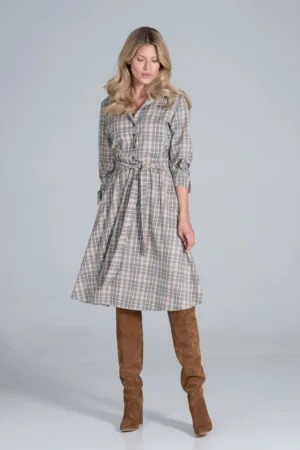 Rochie eleganta M838 128 - midi - viscoza - bej