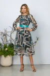Rochie eleganta Nonka Turcoaz Multi