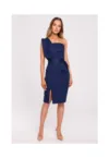 Rochie cu un umar - albastru marin -