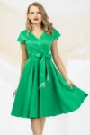 Rochie eleganta Pretty Girl verde in clos cu cordon detasabil