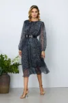 Rochie eleganta Saraia Gri Animal Print