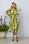 Rochie eleganta Saraia Lime Multi