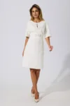 Rochie eleganta accesorizata cu fundite si perlute Nicey Alba