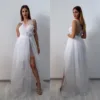 Rochie eleganta alba din tull si dantela