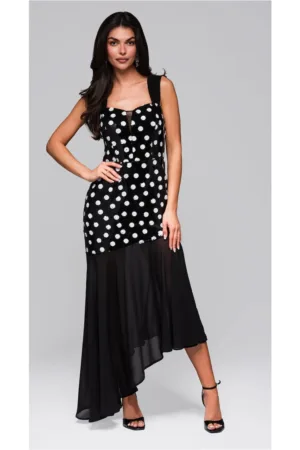 Rochie eleganta asimetrica cu aplicatii si fusta vaporoasa  LA-OM-DLR245