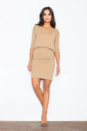 Rochie eleganta - bej - bumbac