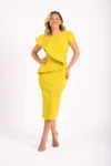 Rochie eleganta conica cu lungimea midi accesorizata cu cordon pretios detasabil la talie
