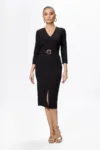 Rochie eleganta cu fermoar pe fata si crepeu Cristiana Neagra