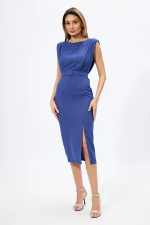Rochie eleganta cu fir lame si crepeu in fata Flavia Indigo