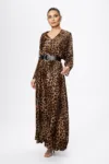 Rochie eleganta cu imprimeu si elastic in talie Paolina Animal Print
