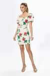 Rochie eleganta cu maneci bufante si imprimeu Raquelle Floral