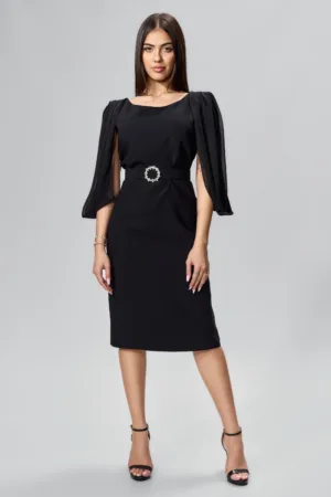 Rochie eleganta cu maneci din voal decupate Karim Neagra