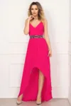 Rochie eleganta de seara Xara fucsia asimetrica plisata