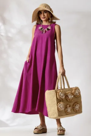 Rochie eleganta de zi mov din vascoza