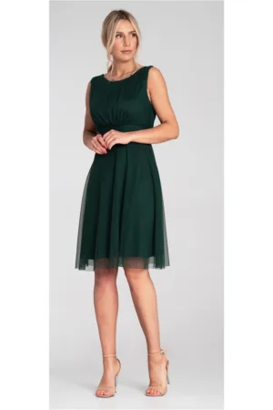 Rochie eleganta - decolteu la spate - din plasa - verde -