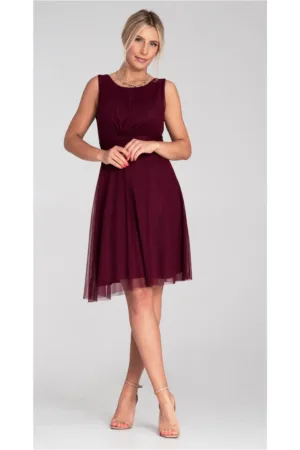 Rochie eleganta - decolteu la spate - plasa - visinie -
