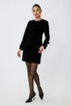 Rochie eleganta din catifea cu perlute Moze Kathleen Neagra