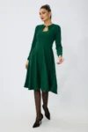 Rochie eleganta din crepe cu decupaj la decolteu Moze Neria Verde