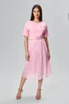 Rochie eleganta din crepe si satin cu fundita Bethia Roz